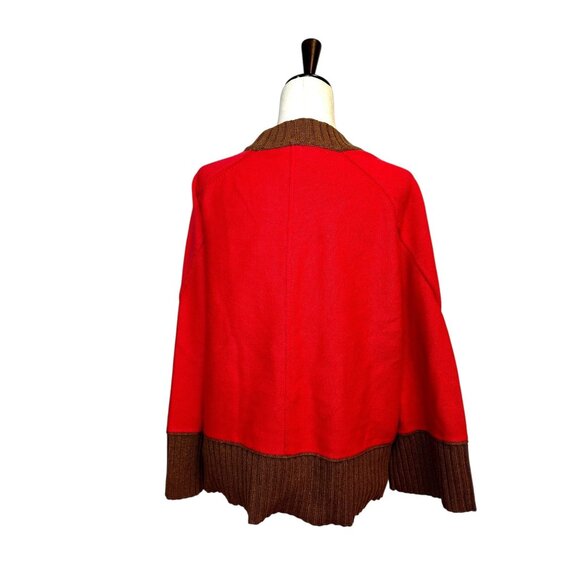 NWT Maeve by Anthropologie Chandler Crew-Neck Sweater | Red Brown Colorblock Box - Picture 5 of 13